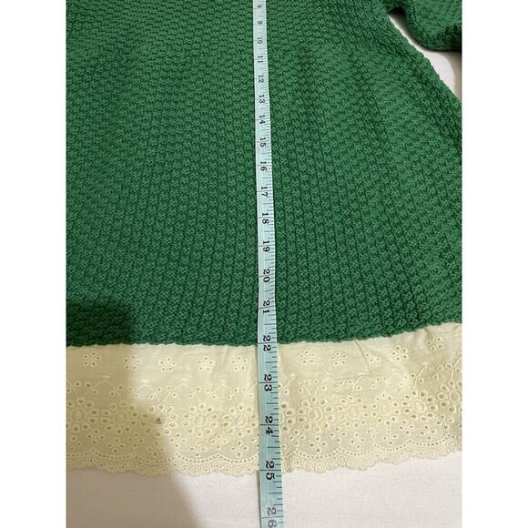 UMGEE empire babydoll Eyelet Trim Sweater Kelly Green Cottagecore Prarie Small - Picture 5 of 7